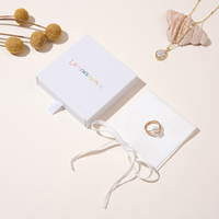Boîte cadeau personnalisée pour bijoux, boîte rigide en papier coulissante avec pochette en daim pour bague, collier, bracelet