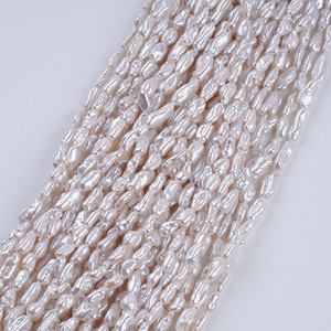 ลูกปัดมุกบาร็อคสีขาวสำหรับทำสร้อยคอ DIY ขนาด 4-6 มม. รูตรง รูปทรงไม่สม่ำเสมอ ผลิตภัณฑ์กึ่งสำเร็จรูป - Product Image 3