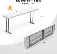 Table pliante rectangulaire moderne et durable en HDPE, bureau pliable pour formations de groupe, ateliers, présentations de bureau