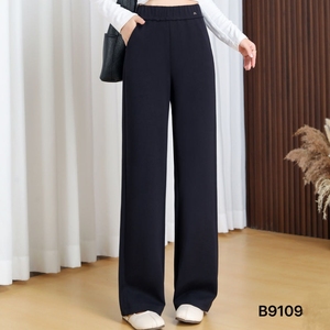 <span class=keywords><strong>Pantaloni</strong></span> neri a gamba dritta da donna alla moda <span class=keywords><strong>con</strong></span> cintura elastica formale da ufficio per lo stile invernale del frontale piatto - Product Image 5