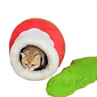 Lit pour chat en polaire style fermé, toutes saisons, épaissi et chaud, maison pour animaux de compagnie universelle, nid de sommeil intérieur pour chats en tissu