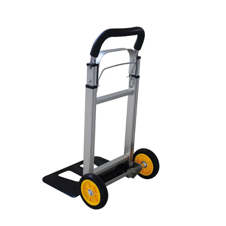 Carrinho de mão dobrável de alumínio, carrinho de bagagem dobrável de aço com duas rodas para uso externo