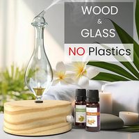 Nébuliseur d'huiles essentielles en verre - Diffuseur d'huiles fait main, base en bois, sans plastique, sans chaleur, sans batterie, sans LED
