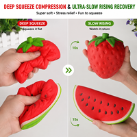 Jouet Squishy Fraise à Remontée Lente, Parfum Crème, en Mousse PU, Anti-Stress, Balle Sensorielle à Presser pour Enfants et Adultes, Apaisement de l'Anxiété, Calmant pour le Bureau
