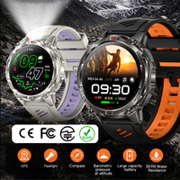 Montre connectée de sport robuste CE FCC HT53 avec boussole, suivi de santé 24h/24, GPS, étanche IP68
