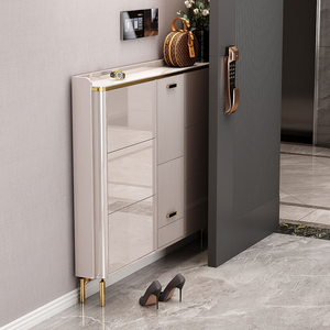 Étagère à chaussures en <span class=keywords><strong>bois</strong></span> moderne et luxueuse, personnalisée, avec siège, pour les entrées de maison, meubles en <span class=keywords><strong>bois</strong></span>, étagères à chaussures fines et minces, armoire de rangement pour chaussures - Product Image 3