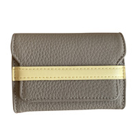 Nouveau Porte-cartes en Cuir Grainé Haut de Gamme, Portefeuille Mini à Rabat Color Block, Multi-emplacements pour Cartes, Porte-monnaie Portable pour Cartes d'Identité et de Crédit