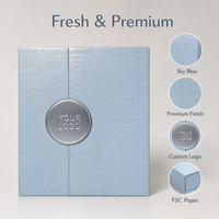  Boîte cadeau écologique bleu ciel à double porte avec logo personnalisé, emballage de capsules nutritionnelles de qualité supérieure, vitamines et protéines