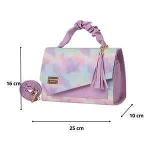 Sac à main de luxe pour femme Fana Melody, motif léopard lilas, strass, pompon, chaîne de perles, sac à bandoulière rectangulaire avec fermeture à rabat - Product Image 4