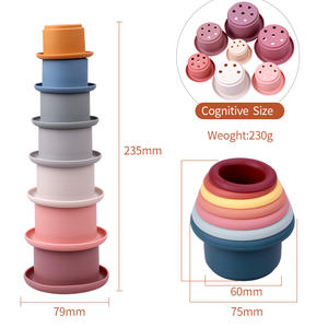 Tasses empilables directes d'usine jouet pour garçons et filles jouet empilable tasse de nidification en Silicone jouet de construction pour <span class=keywords><strong>bébé</strong></span> - Product Image 4