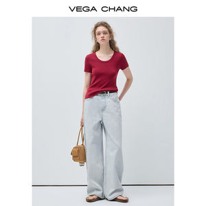 VEGA CHANG Jeans a Gamba Dritta Azzurri all'Ingrosso, Nuova Collezione 2026, Jeans Rilassati a Vita Alta per Donna, Abbigliamento Primaverile - Product Image 3