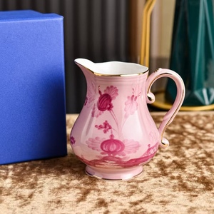 Luxurious rose-red Italian-style porcelain coffee <b>pot</b> sugar jar and milk jar <b>set</b>, suitable for both hotels and households. - Product Image 2