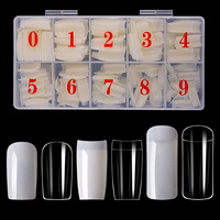 Faux ongles transparents naturels de haute qualité XL, 500 embouts par boîte, style français blindé, semi-adhésifs et entièrement adhésifs