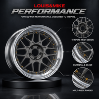 Jante en alliage d'aluminium forgé 2 pièces 10 branches Y Gunmetal Face Polished Silver Deep Dish avec logo personnalisé 5x114.3 pour voiture
