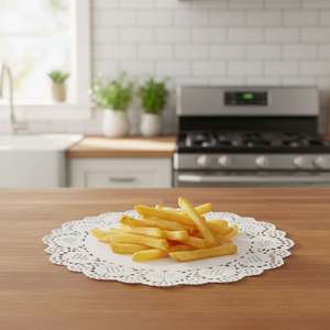 แผ่นกระดาษซับน้ำมันแบบใช้แล้วทิ้ง คุณภาพสูง รูปทรงวงกลม ลายลูกไม้ สีขาว เกรดอาหาร เป็นมิตรต่อสิ่งแวดล้อม ป้องกันน้ำมัน - Product Image 2