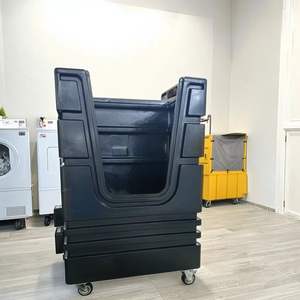 कवर ढक्कन के साथ होटल प्लास्टिक लॉन्ड्री पिंजरे ट्रॉली - Product Image 3