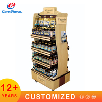 Aanpasbare dubbelzijdige, extra sterke 4-laags MDF & kartonnen supermarkt displays voor fruit, groenten, dranken & snacks