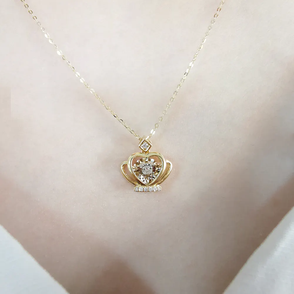 Collar con colgante de oro de 18 quilates con forma de torre de diamante Natural, Gargantilla de oro sólido de 18 quilates