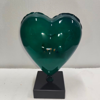 Nouveautés, statue de ballon en forme de cœur peinte à la main de haute qualité, artisanat en résine, ornements, sculpture, ballon orange, décoration d'intérieur