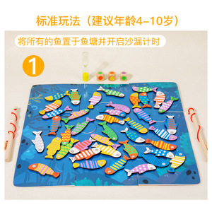 Jeu de pêche heureux <span class=keywords><strong>Puzzle</strong></span> pour enfants Pensée Formation Jouet en bois Parent-enfant Compétition interactive Match Jouet de pêche - Product Image 4