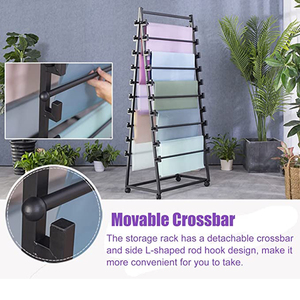 JH-Mech Giá Sắp Xếp Khăn Quàng Cổ Có Thanh Ngang Di Chuyển Giá Trưng Bày Giấy Kim Loại Gói Tự Do Hai Mặt Có Bánh Xe - Product Image 6