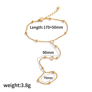 Pulsera de Dedo de Acero Inoxidable 316L Antideslustre con Baño de Oro PVD de 14k/18k y Circonitas, Cadena de Mano para Novia, Anillo de Pulsera para Mujer - Product Image 4