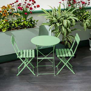 Petit Ensemble <span class=keywords><strong>Table</strong></span> et Chaises Pliantes en Fer pour <span class=keywords><strong>Terrasse</strong></span>, Mobilier d'Extérieur pour Balcon, Jardin, Cour, Idéal pour la Détente - Product Image 1