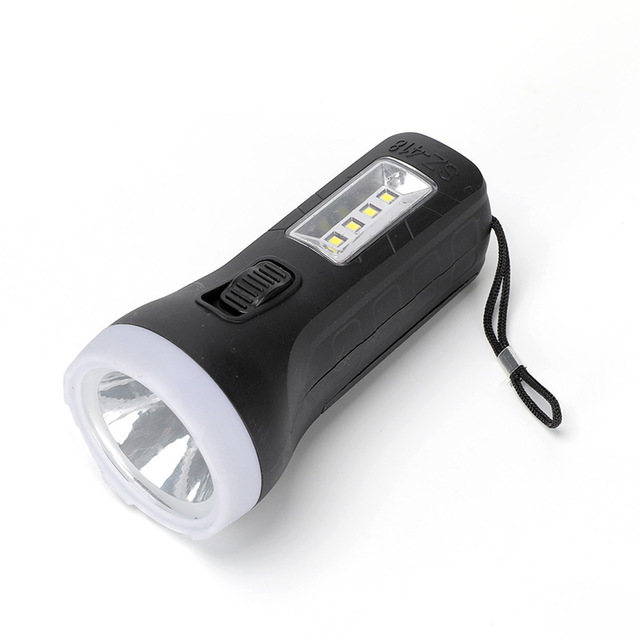 Black PP Waterproof Outdoor Flashlight with LED Side Light ROHS Certified D Size Battery