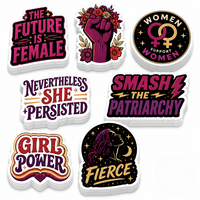 Autocollants personnalisés découpés à la forme, finition mate, collection « Girl Power » féministe, autocollants adhésifs pour étui de guitare et glacière, vente en gros