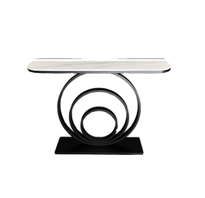 Elegant Modern Entryway <strong>Bench</strong> and Console Table with Artistic Flair Sintered Stone Top Sleek Metallic Design for Living Room - Product Image 6