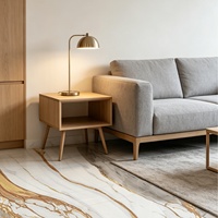 Carrelage en porcelaine poli brillant blanc et or marbré 600x600 mm pour sols de luxe de salon et de chambre