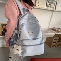 Nouveau Sac à Dos Unisexe Élégant et Respirant en Nylon Couleur Unie Grande Capacité avec Bretelles à Coussin d'Air pour Filles et Femmes du Collège et Lycée