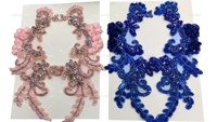 Nouvelle conception, applique 3D en strass de verre en forme de fleur, perles à coudre, applique pour corsage, patchs de luxe pour vêtements de mariage