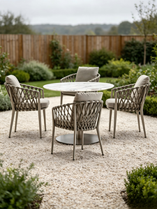 Best Rope Rattan aluminum Waterproof Dinning <b>Chair</b> Patio Restaurant Aluminium <b>Stackable</b> <b>Outdoor</b> Dining <b>Chair</b> for Garden hotel - Product Image 4