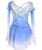 Haute qualité en gros vêtements de danse Costume à manches longues justaucorps paillettes strass femmes patinage artistique robes de danse enfants