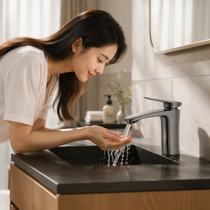Robinet moderne en cuivre à poignée unique avec cartouche céramique, à poser sur le plan, pour lavabo et toilettes de salle de bain - Product Image 2