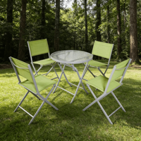 Ensemble de table pliante en fer et verre de luxe moderne, résistant aux intempéries, pour terrasse extérieure, balcon, bistrot, parc et hôtel