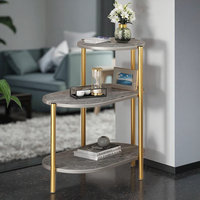 Étagère en marbre noir à 3 niveaux avec cadre doré-Étagère d'affichage moderne pour salon, chambre et bureau