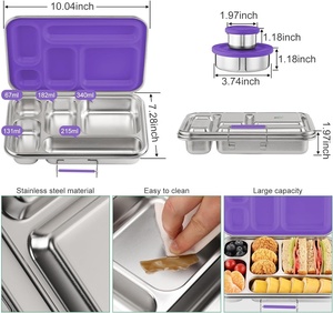 Aohea Stainless Steel <strong>Bento</strong> <strong>Box</strong> 5 Sections Kids Lunchbox Leak Proof Airtight <strong>Bento</strong> <strong>Box</strong> with Food Jar - Product Image 5