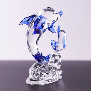 크리스탈 유리 돌고래 장식품 광택 처리된 동물 테마 수집품 책상 장식 또는 장식용 - Product Image 3