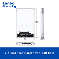 Boîtier de disque dur SSD transparent de 2,5 pouces SATA III vers USB 3.0, boîtier de disque dur externe mobile prenant en charge 6 To pour ordinateur portable PC