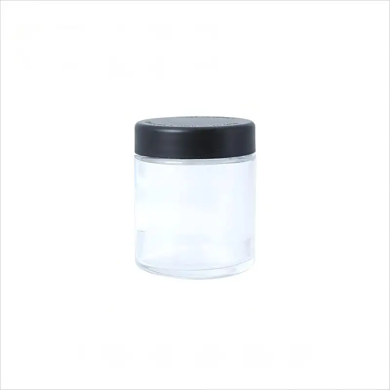 Op Maat Bedrukt 3G 5G 7G 9G Ronde Glazen Pot Met Zwart Kindbestendig Deksel Metaal & Plastic Dop Materiaal Voor Kruiden & Bloemen Opslag