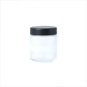 Custom Printed 3G 5G 7G 9G Round Glass Jar With Black Child Proof Lid Metal Plastic Cap Material For Herb Flower Storage