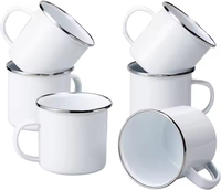 Personnalisé 12oz 15oz17oz Sublimation Noir Orange Blanc Café Vin Eau Émail Camping Tasses Tasse Avec Poignée pour Impression