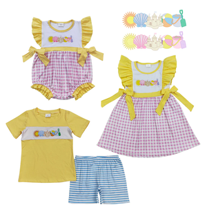 Conjunto de Ropa Amarilla para Bebé Niño con Bordado de Perro y Sandía, para Hermanos - Product Image 4