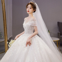 2024 nouveau luxe haute qualité robe de mariée perlée robe de bal princesse robe de mariée en dentelle blanche