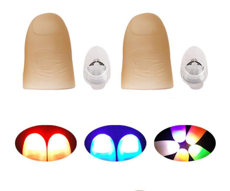 10 lumières magiques pour les pouces, lumières lumineuses pour les doigts, lumières magiques pour les faux doigts, adaptées aux spectacles de magie, aux fêtes. (lumière rouge, lumière bleue