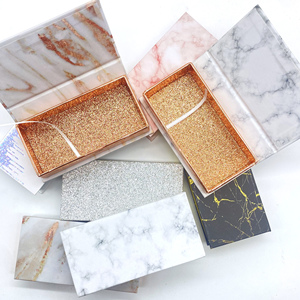 Wholesale marble custom packaging Individual label eyelash boxes Colorful shiny tray lash packaging
