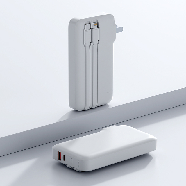 HDL PD22.5W Wall Power Bank 10000mAh Portable Dual Fast Charging AC Plug Outdoor Type-C Input Interface Display PVC Holder
