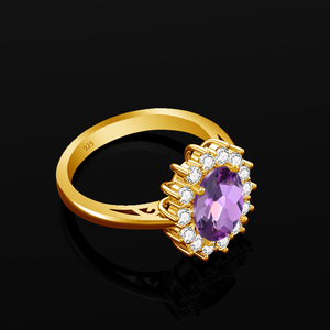 Anh cao quý cổ điển đồ trang sức mỹ sang trọng độc đáo thạch anh tím vàng engagement Bạc Phụ Nữ Nhà sản xuất Nhẫn cổ điển pha lê - Product Image 3